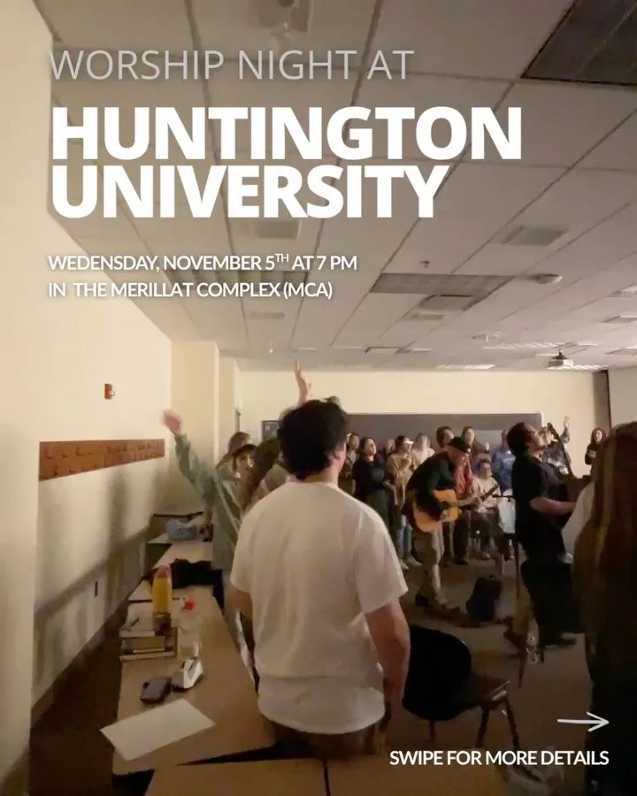 Hey friends! We are super excited to partner with Huntington University to host a worship night. If you&rsquo;re a student at HU - come tomorrow night to the MCA - let&rsquo;s praise Jesus 🙌