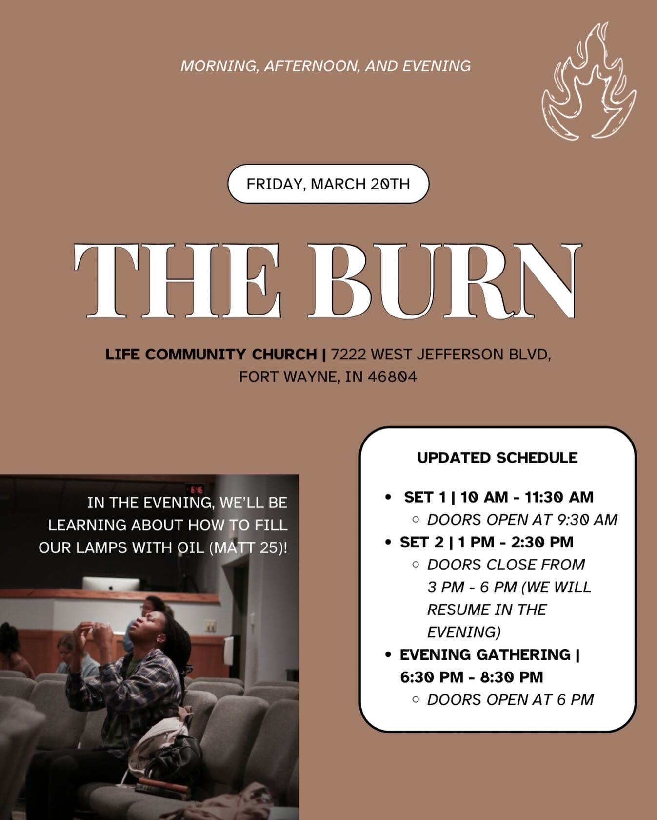 THE BURN IS TOMORROW!! We can&rsquo;t wait to be together and seek the Lord ❤️