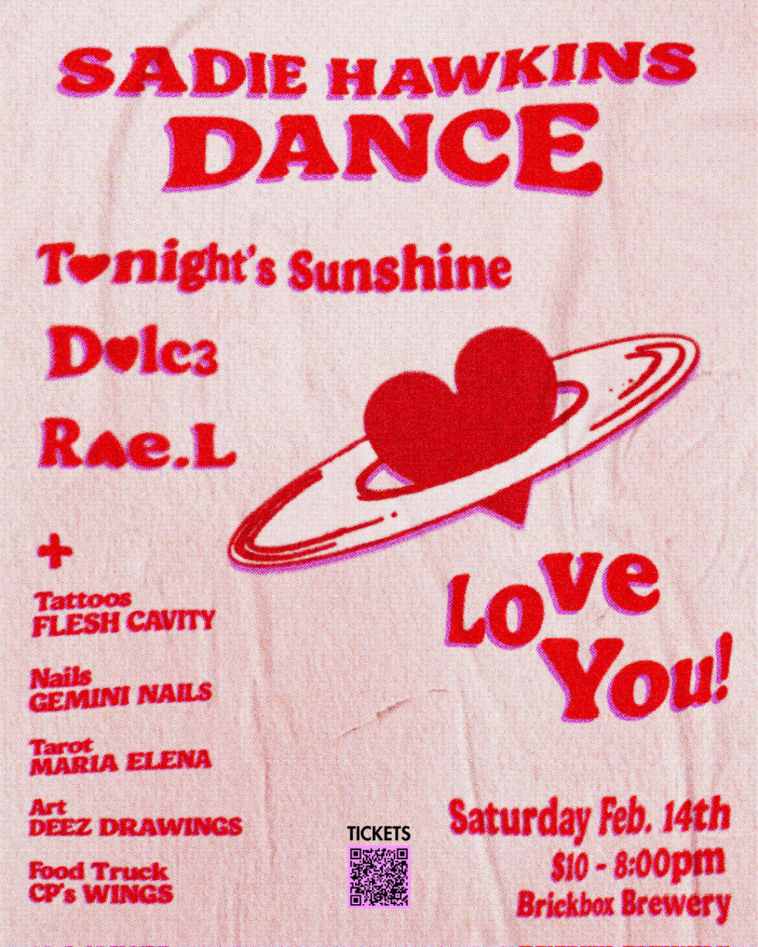 2/14 @ 8pm: Tonight’s Sunshine, Dolc3, Rae.L (Pop, Rock, RnB) Click flyer for ticket link