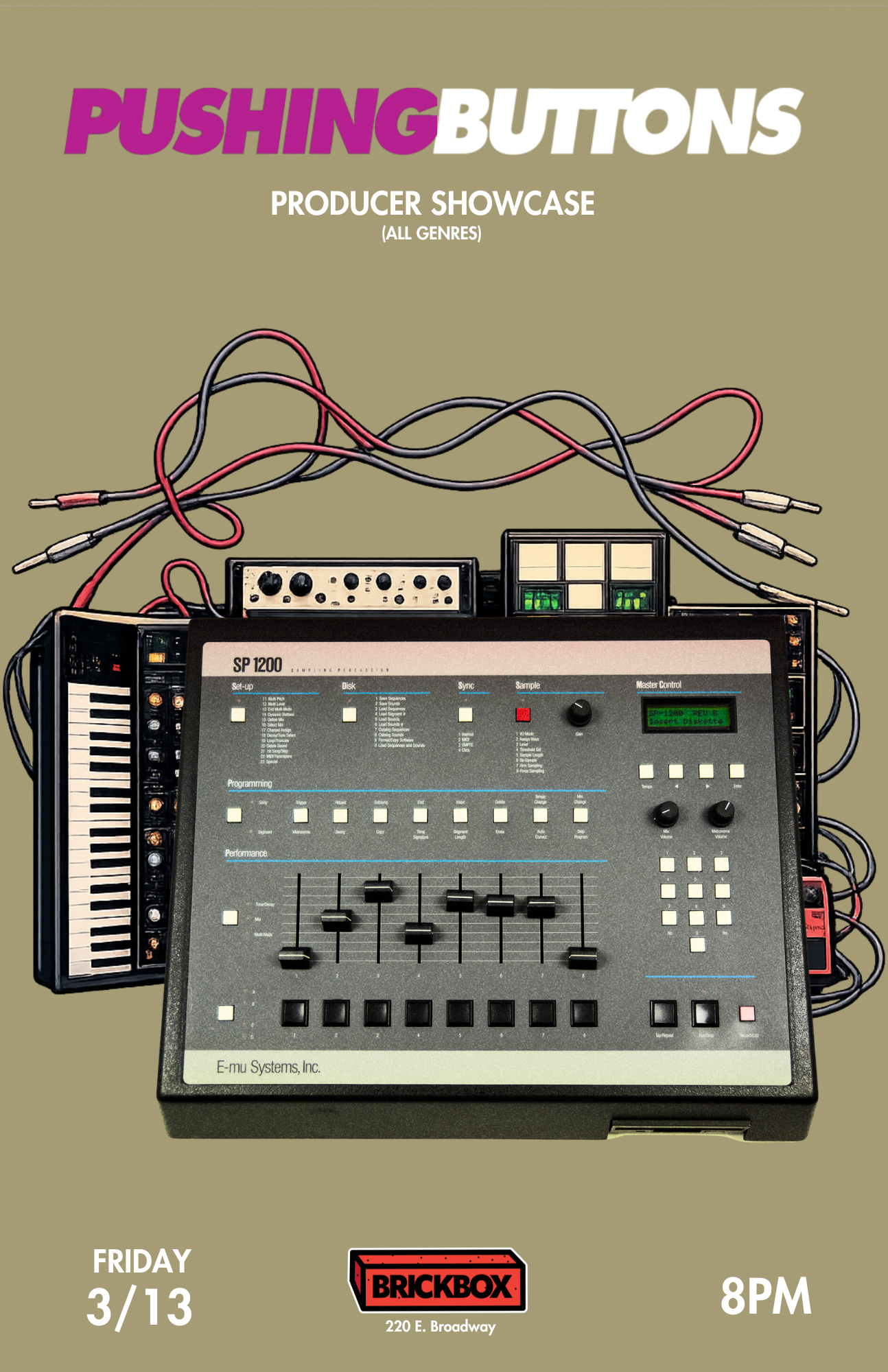 3/13 @ 8pm: Pushing Buttons: Monthly Producer showcase (Every Second Friday)