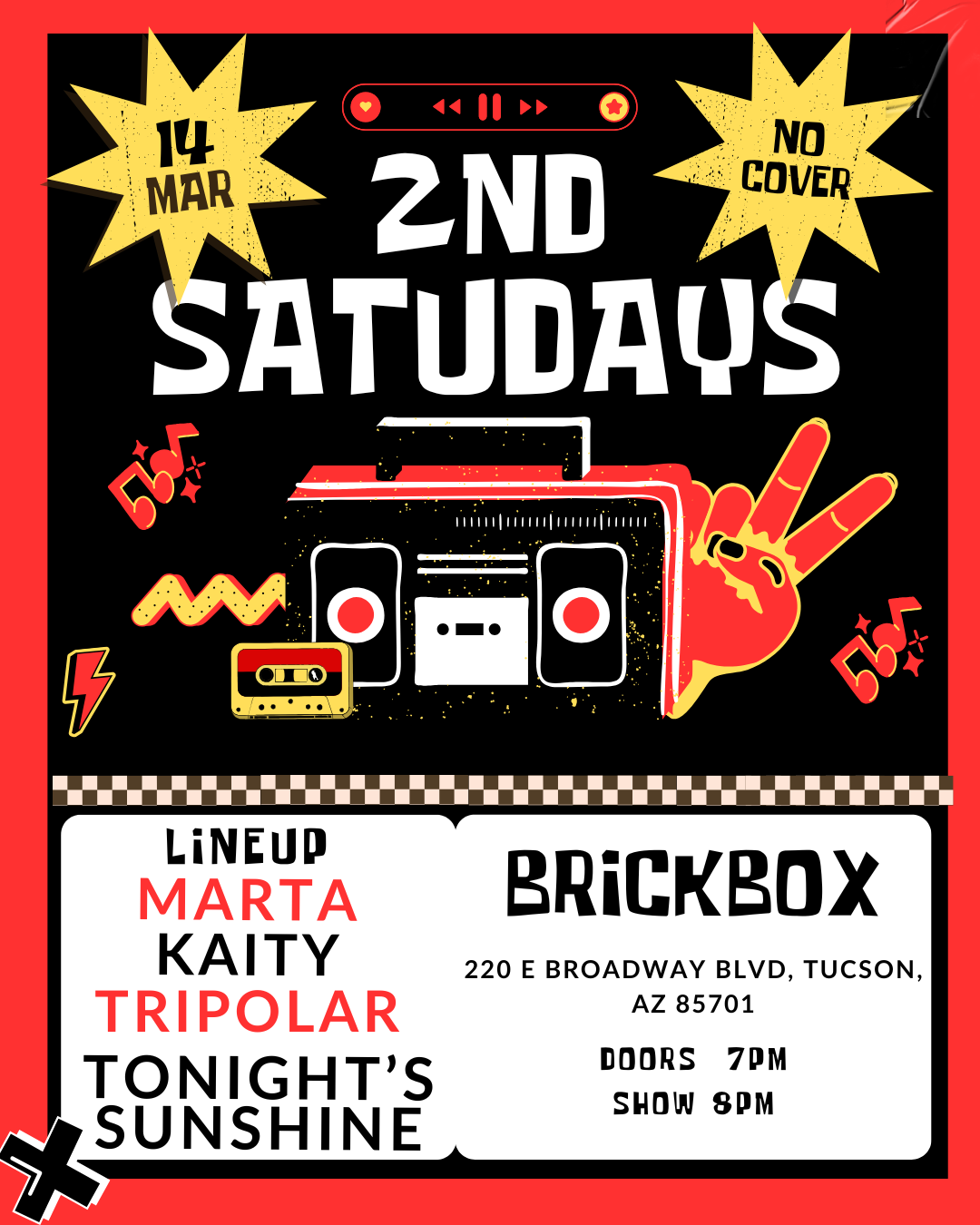 3/14 @ 8pm: Tonight’s Sunshine presents TNT Saturdays featuring Marta, Kaity, and Tripolar