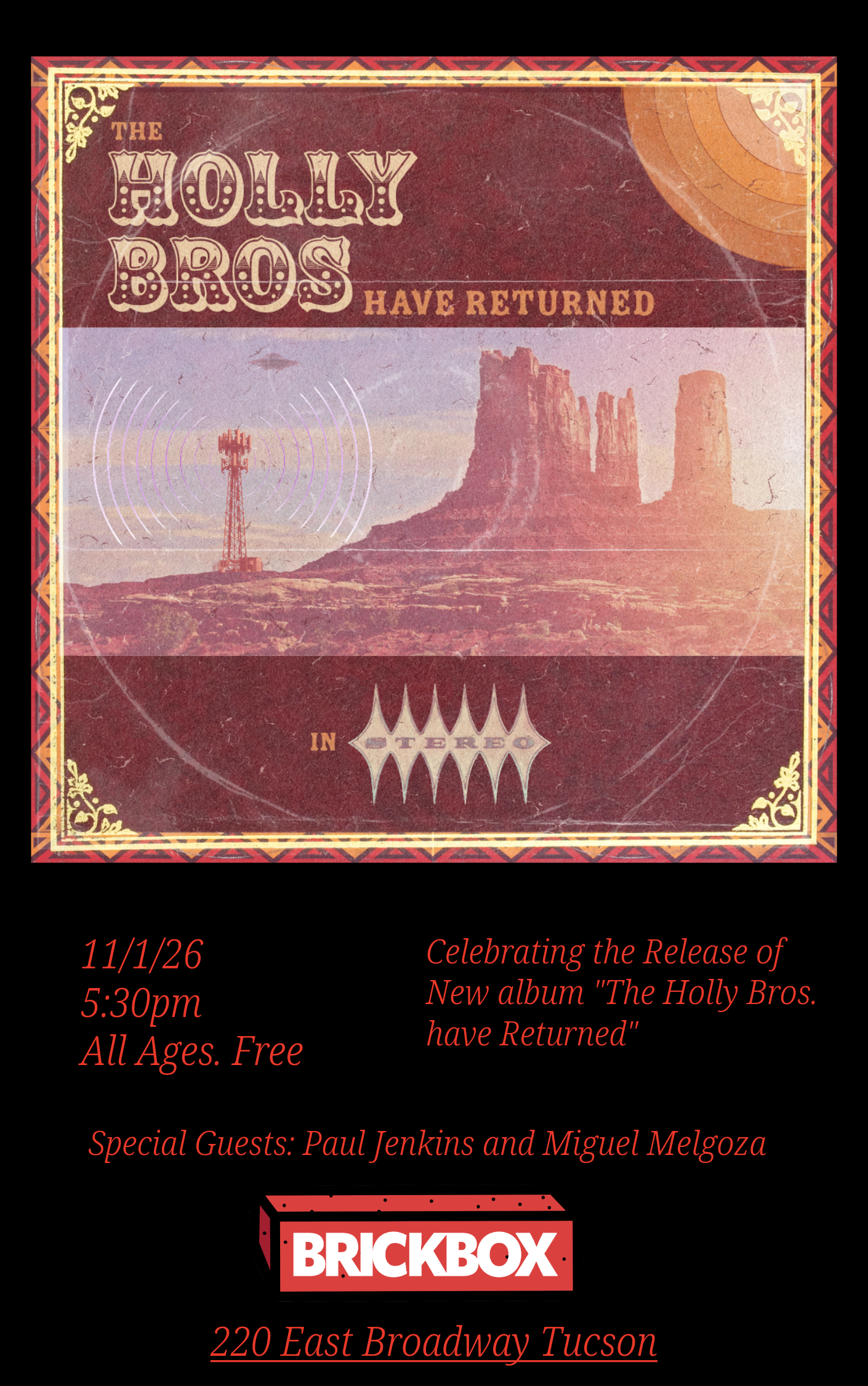 11/1 @ 5:30pm:  The Holly Bros (Rock and Roll)
