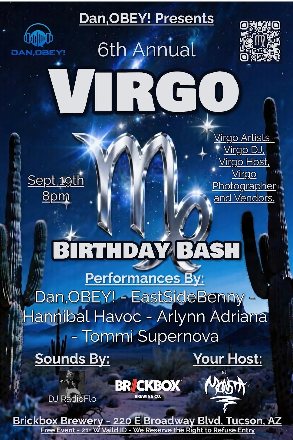 9/19 @ 8pm: Dan obey 6th annual Virgo Birthday Bash