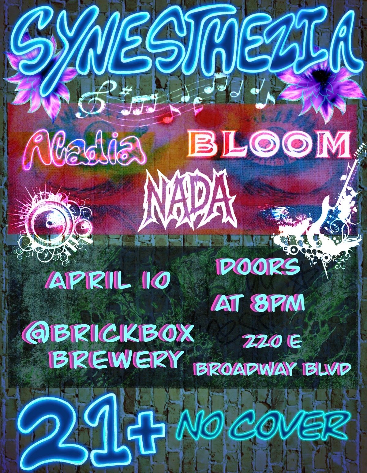 4/10 @ 8pm: Synesthezia, Arcadia, BLOOM, NADA  (Alternate Rock)