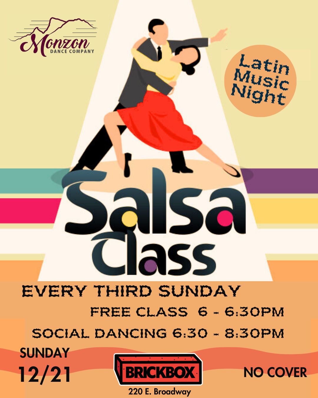 12/20 @ 6pm: Free Salsa Class and latin night 