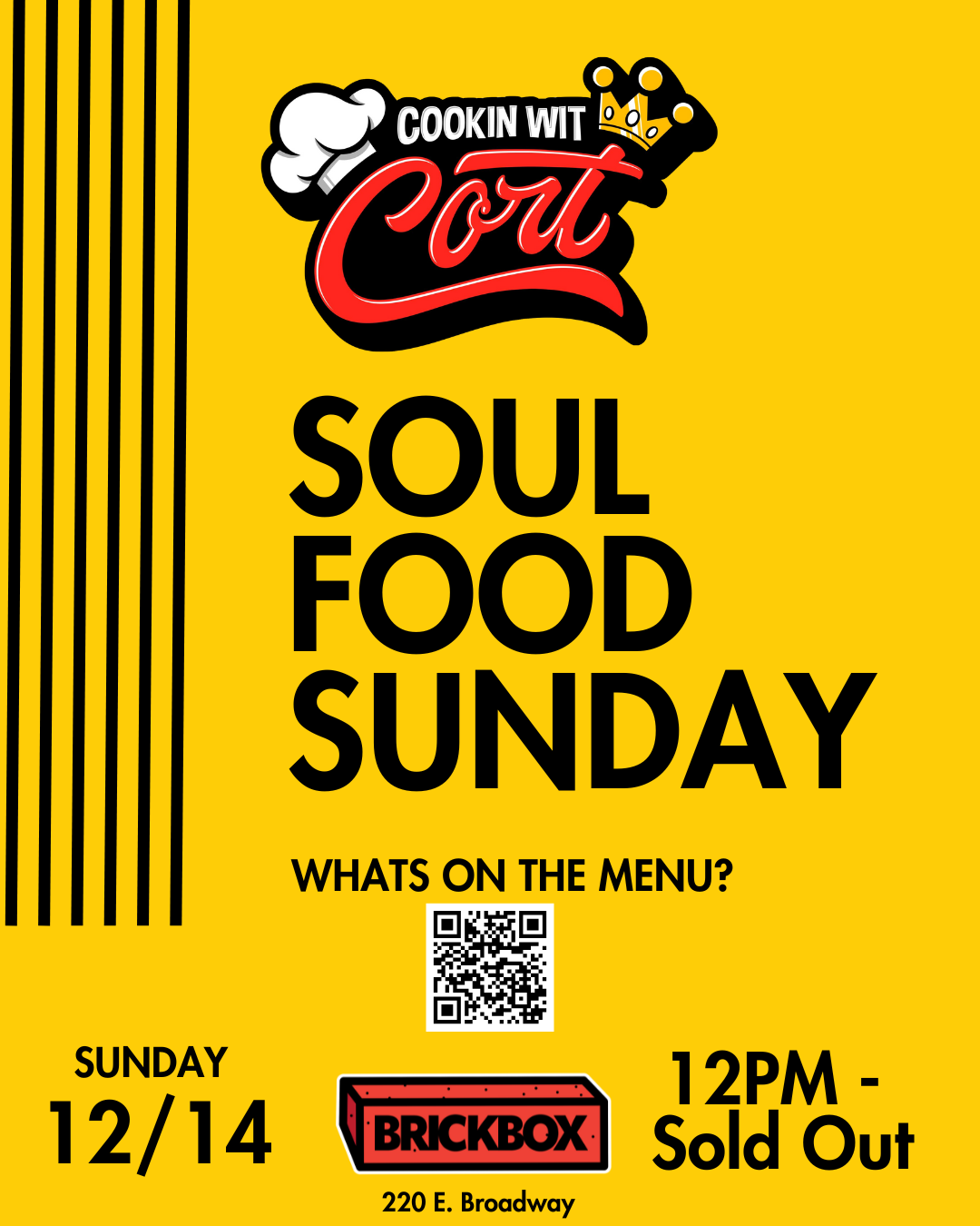 12/14 @ 12pm: Soul Food Sunday with @cookinwitcort