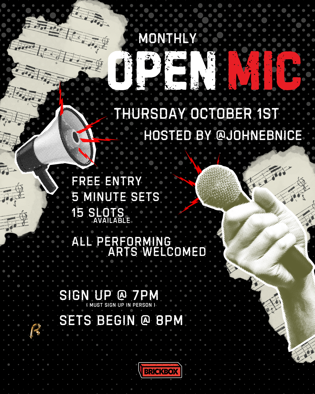 10/1 @ 7pm: Open mic