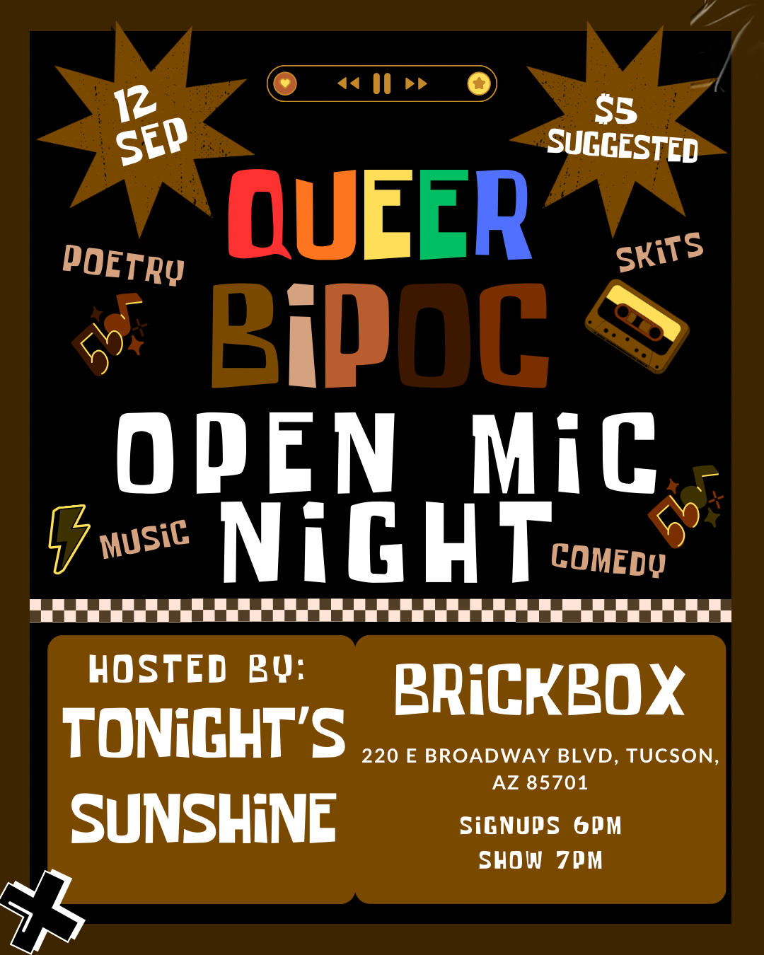 9/12 @ 8pm: Tonight's Sunshine presents: QUEER BIPOC OPEN MIC NIGHT