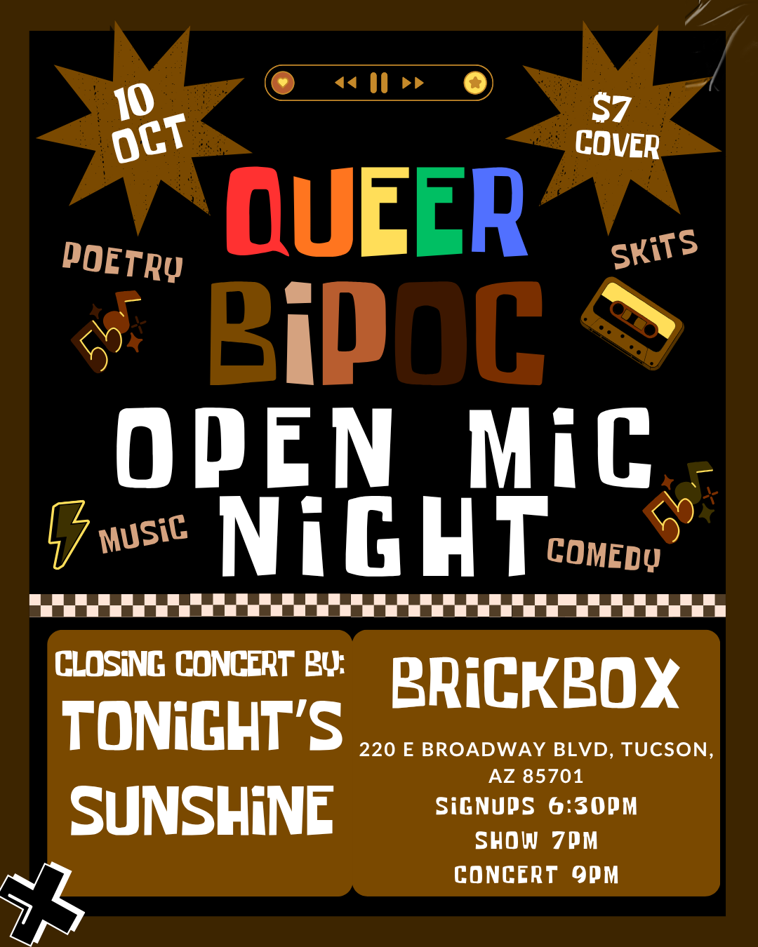 10/10 @ 8pm: Tonight Sunshine Presents : 2nd Saturdays open mic