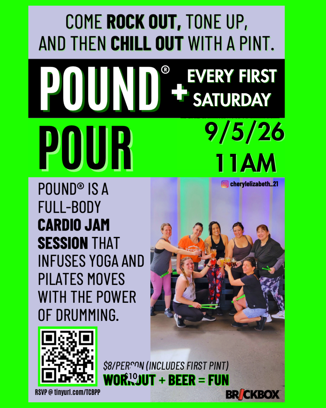 9/5 @ 11am: Pound and Pour work out class (Every First Saturday)