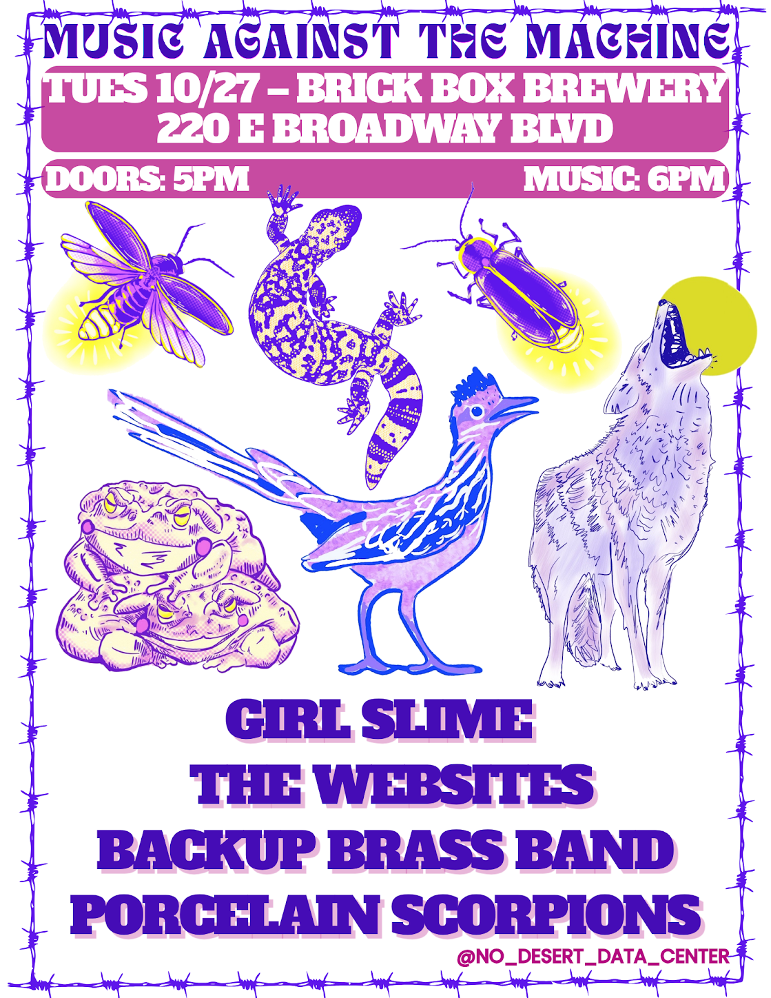 TUESDAY! 10/27 @ 5pm:  No Desert Data Center Coalition music fest