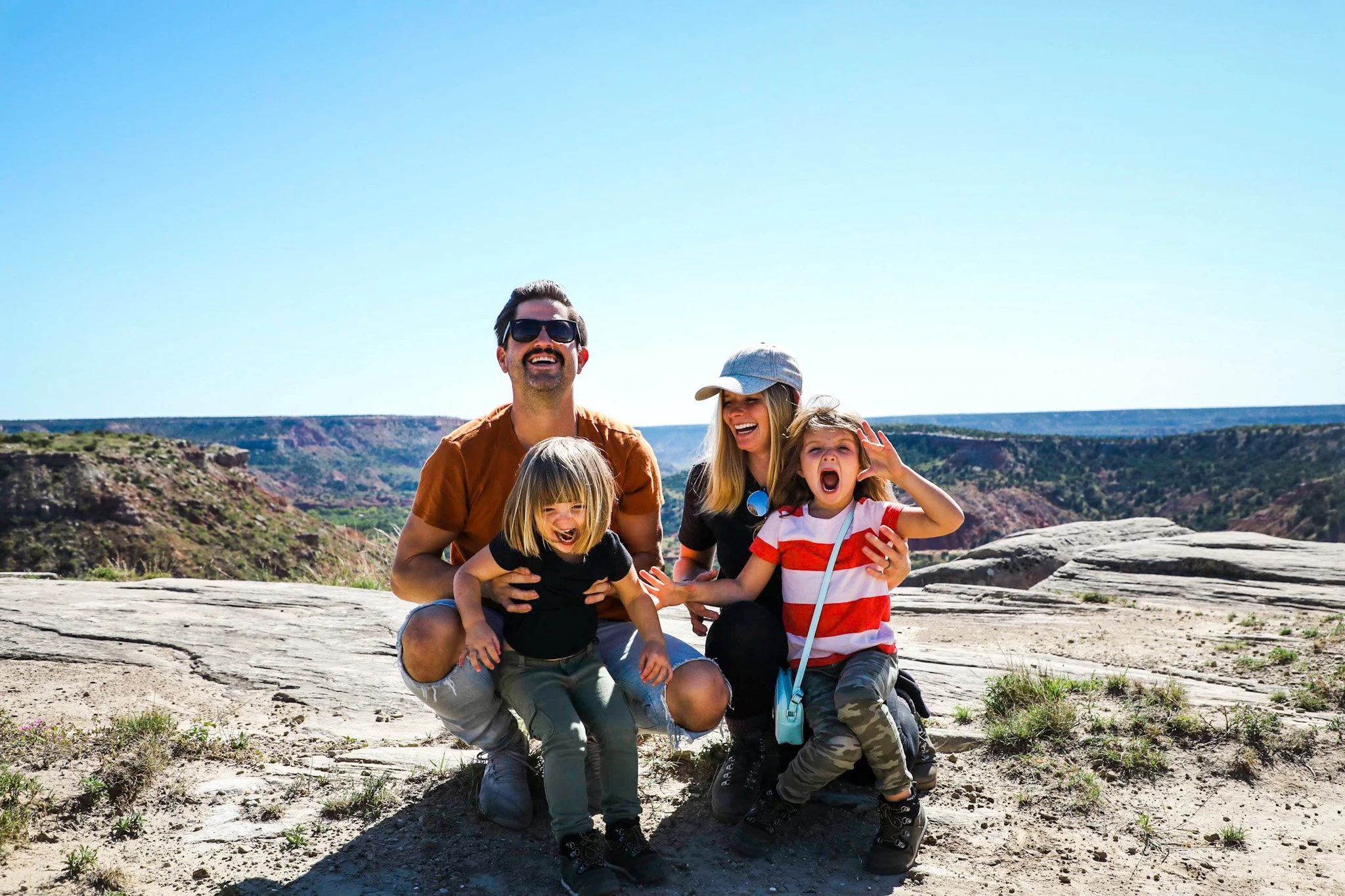 Judge family fun overlooking mountains in Texas.