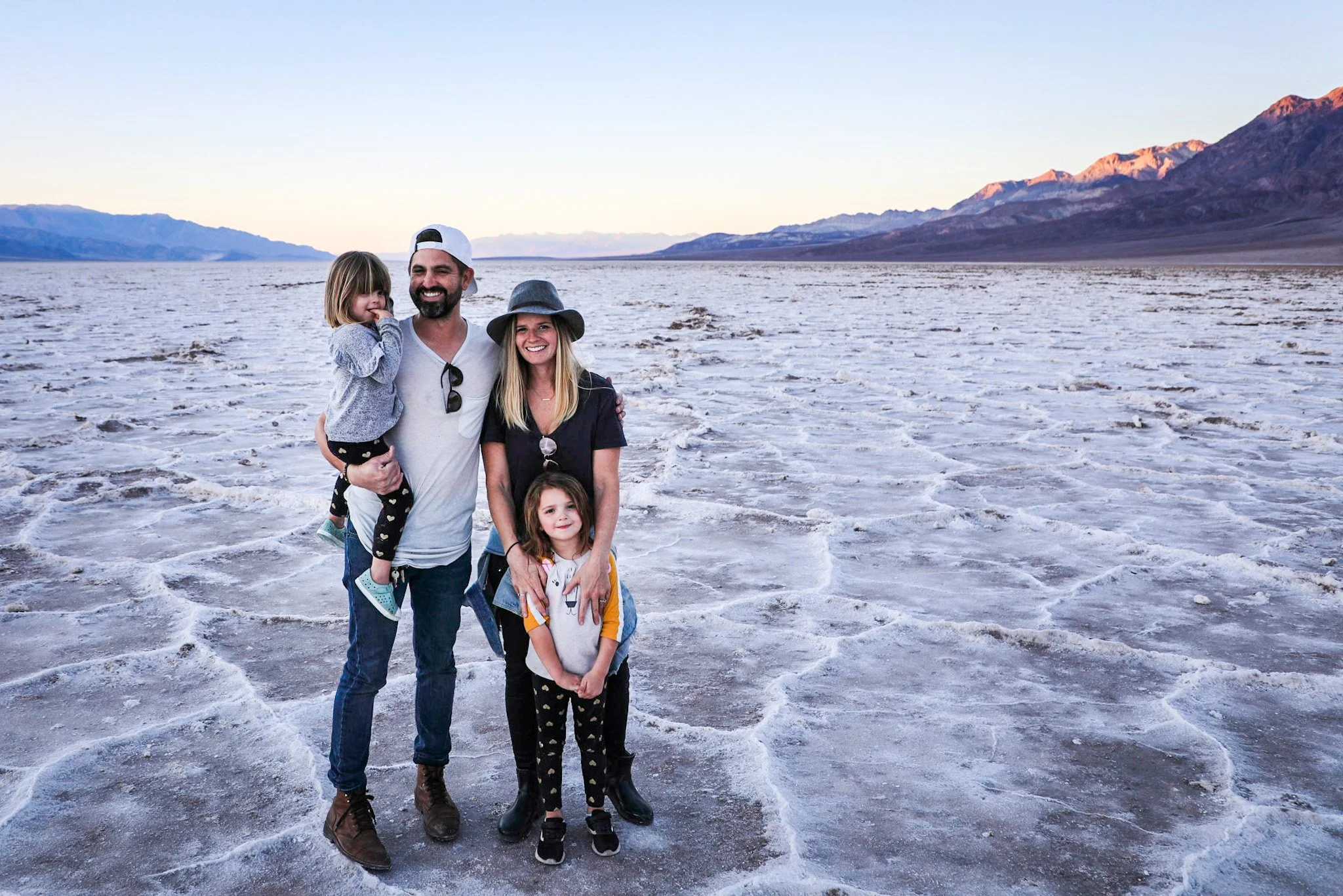 Judge family on an RV trip in the California desert.