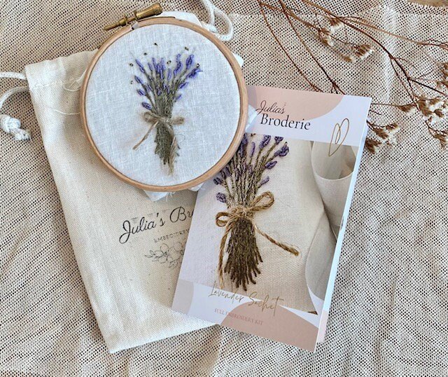 French Lavender sachets with All-Over Lavender Fabric - Set of 4