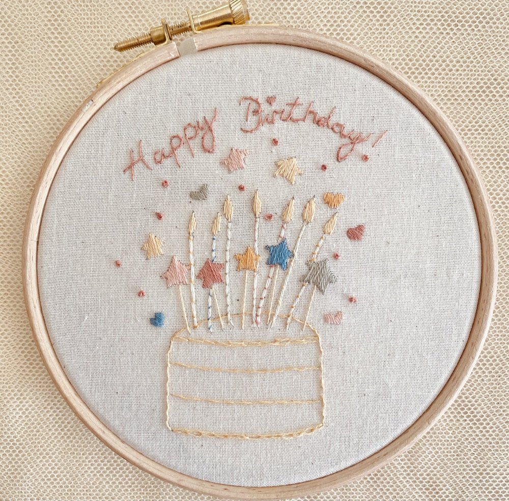 Happy Birthday embroidery kit — Julias Broderie