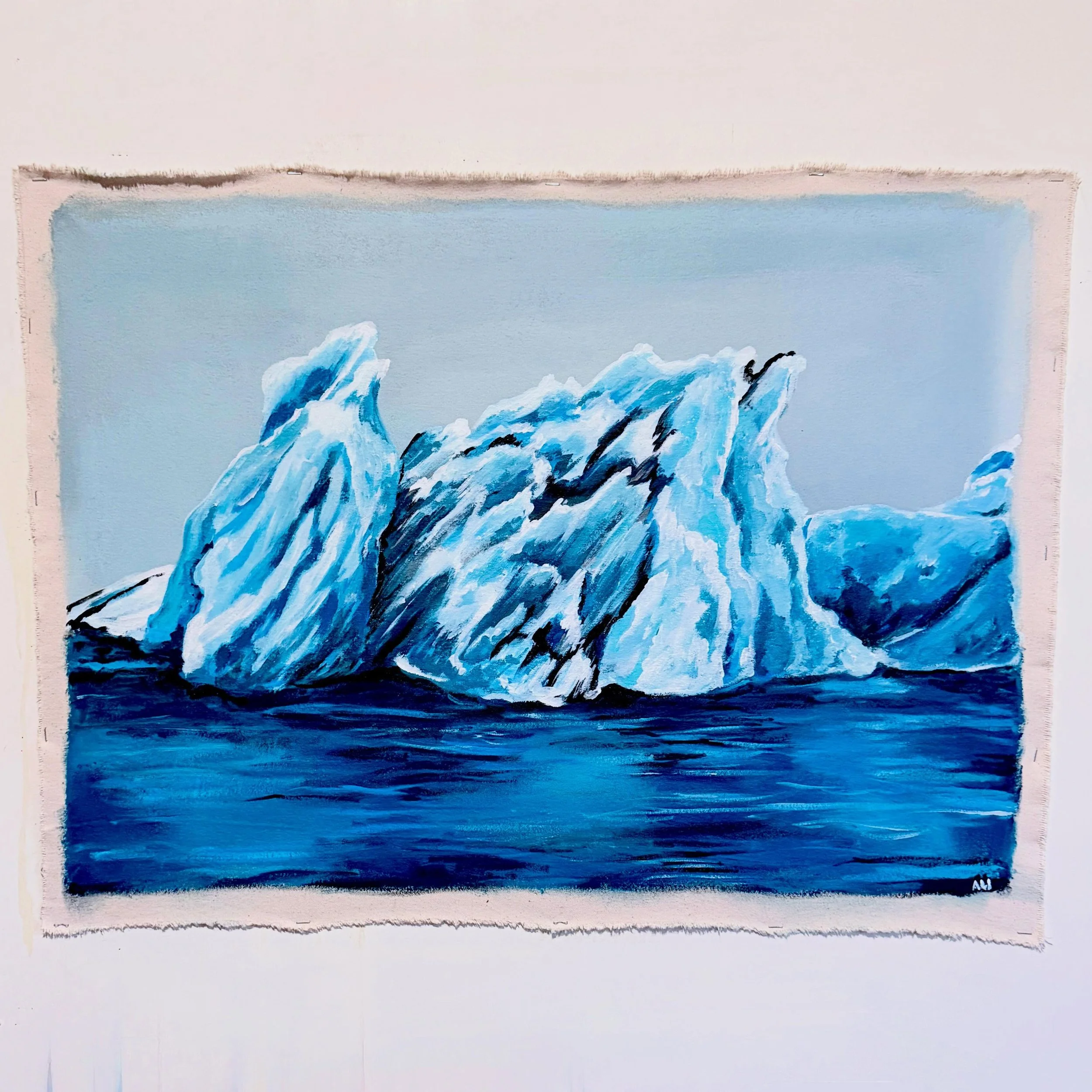 *AVAILABLE* Icelandic Glaciers - Original acrylic painting on raw canvas with clear gesso base. Unstretched canvas is 24x32.

This painting is #9 in the 26 Endangered Ecosystem series that is intended to exhibit in early 2027. Pre-order the painting 