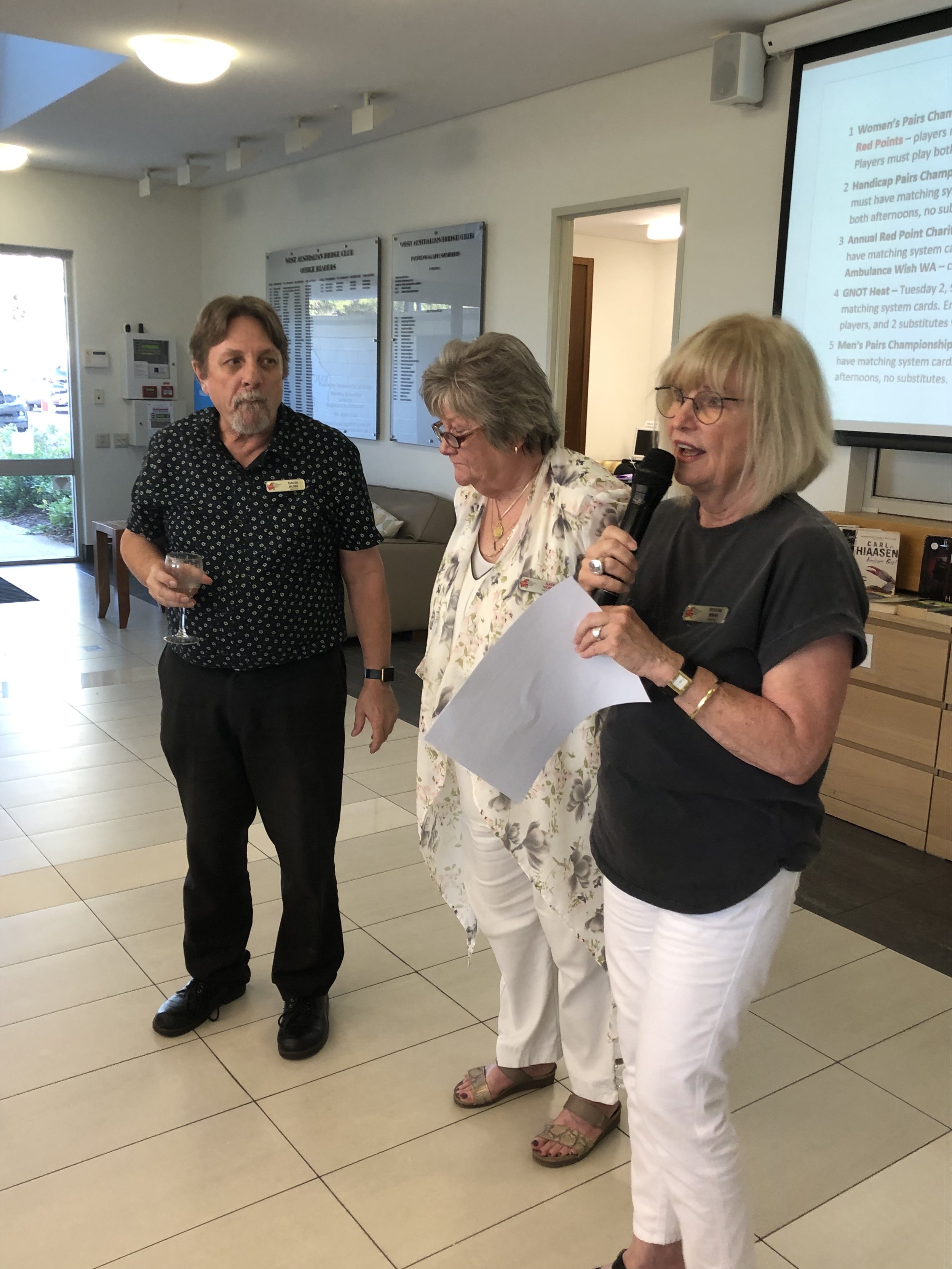  David Burn (Director), Kate North (Tournament Organiser) and Sylvia Bray (WABC President) 