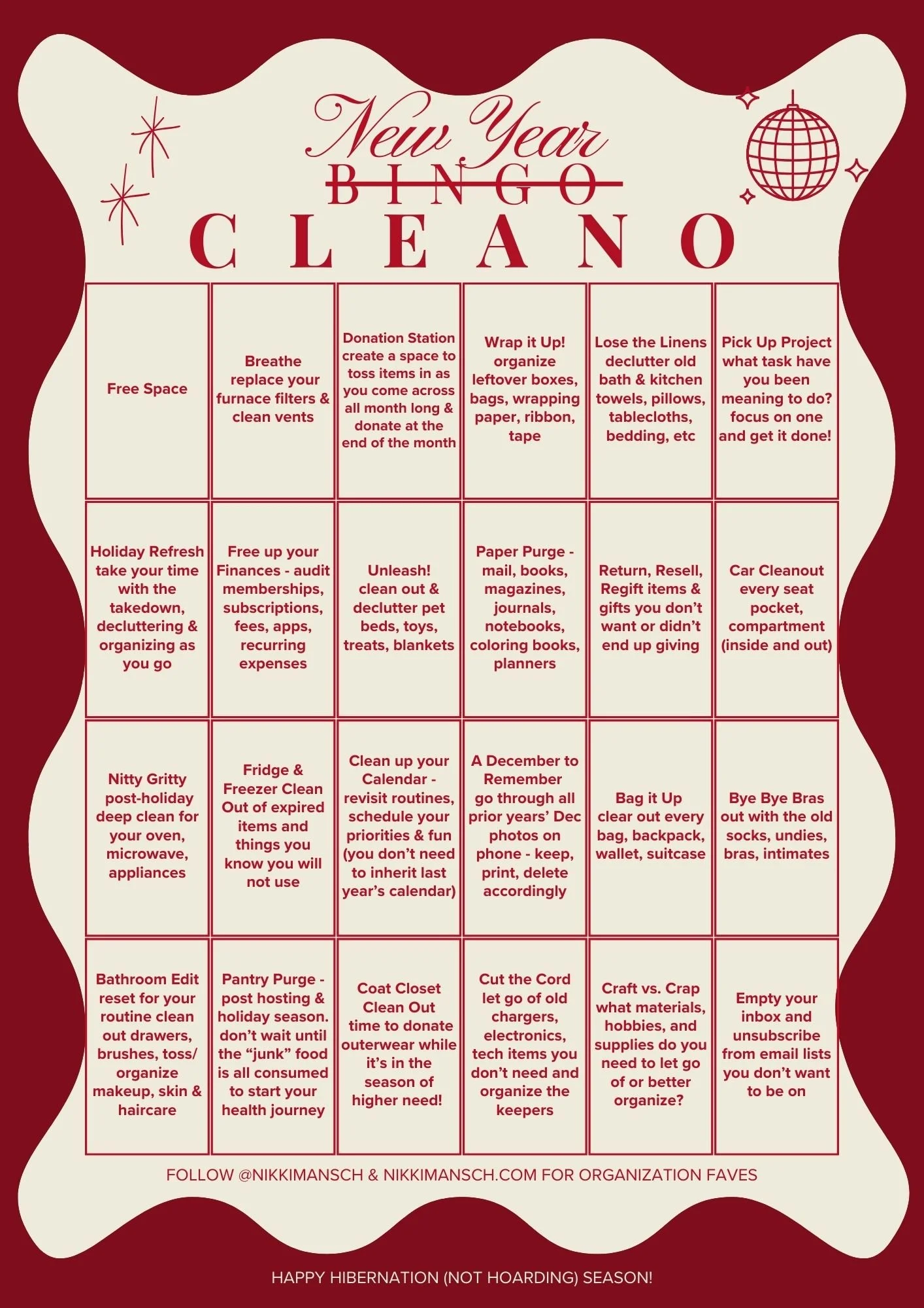 Grab Your New Year Cleano Bingo Here!