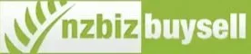 Logo with green and white text reading 'nzbiz buy sell' with a leaf design.