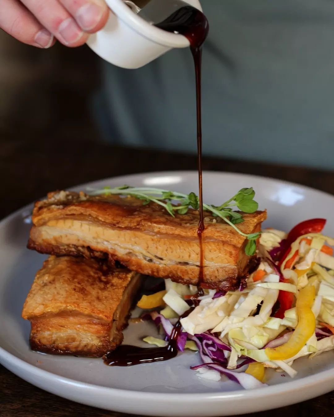 Our signature Pork Belly! Served with crunchy slaw &amp; our famous Mudgee mud syrup... ONE to try on your next visit&nbsp;💥