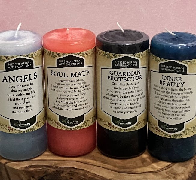 Coventry Creations Blessed Herbal Affirmations line: Angels, Soul Mate, Guardian Protector and Inner Beauty ($17)