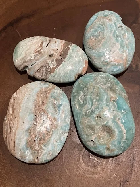 Blue Caribbean Calcite Palm Stones  ($25)