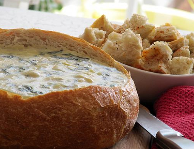 Artichoke Dip In Bread Bowl