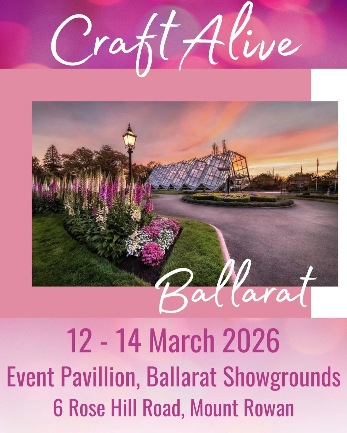 I&rsquo;m booked in for Ballarat.
I&rsquo;m super excited. I loved the last one in Warragul and hopefully Ballarat pays off. 
.
#craftalive #craftaliveballarat #rosieposie #rosieposieau #craftshow