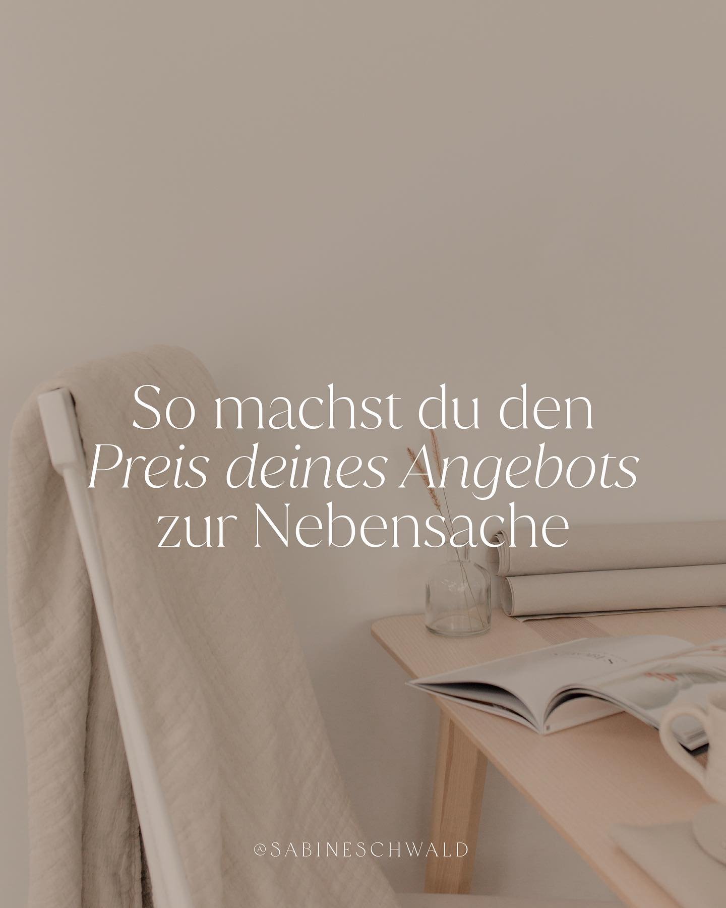 So machst du den Preis deines Angebots zur Nebensache 💫

&bdquo;Wie soll das bitte gehen&ldquo;, fragst du dich vielleicht? 🤔

🪄DAS GEHEIMREZEPT: Eine starke Positionierung 🪄

Bedeutet: Positionier dich als Expertin f&uuml;r ein Thema bzw eine Pr