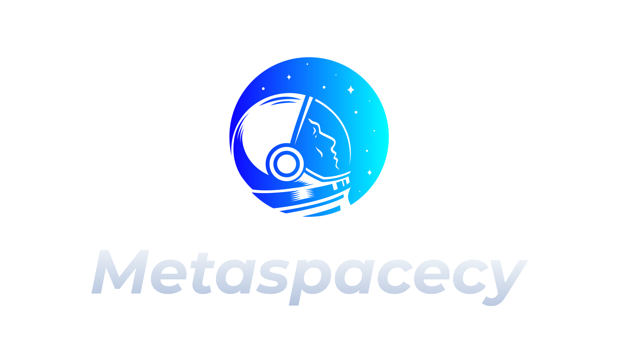Logo with a stylized astronaut helmet and gradient "Metaspacecy" text below.