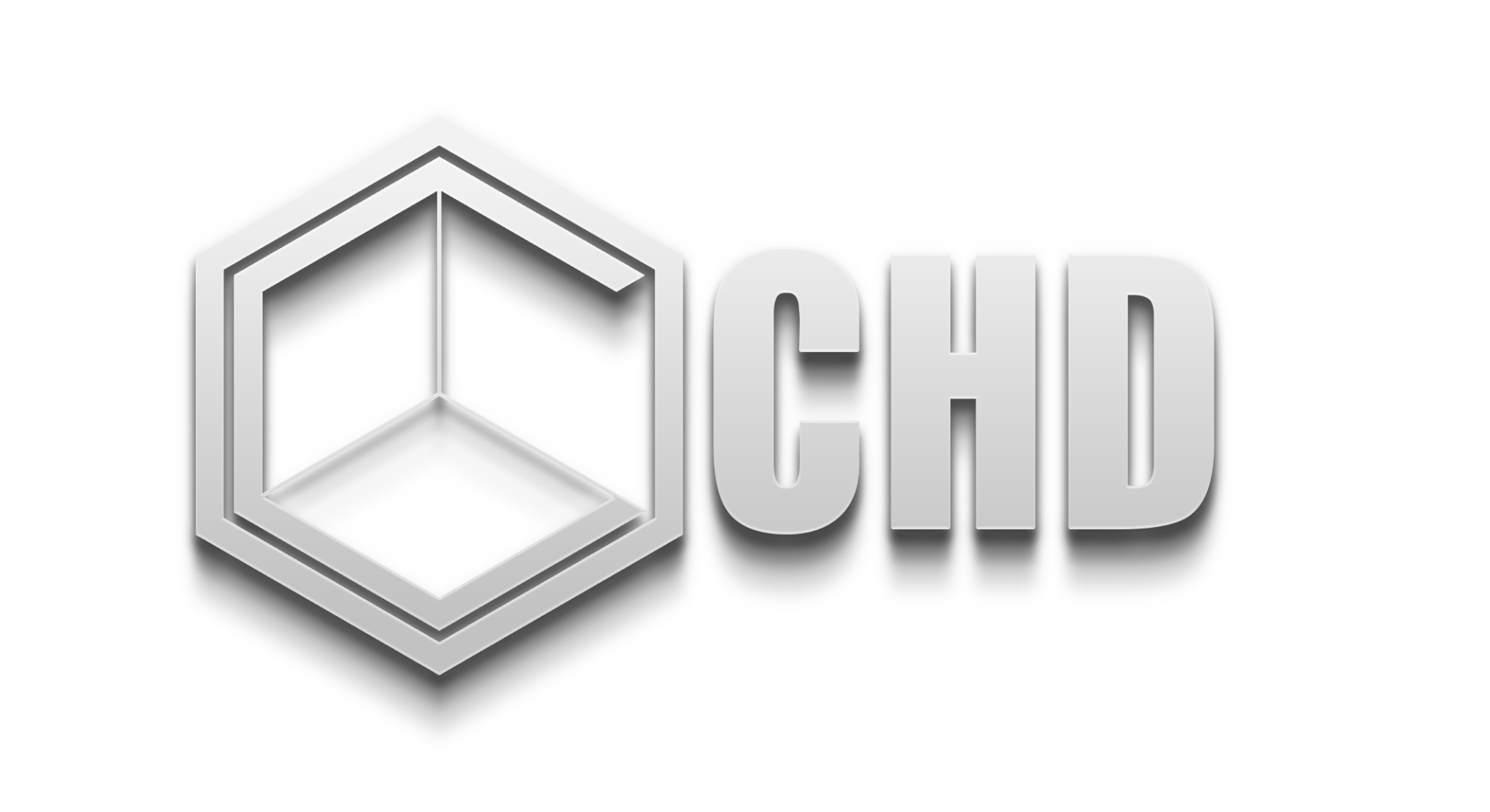 3D logo with a hexagon and the letters CHD in gray.