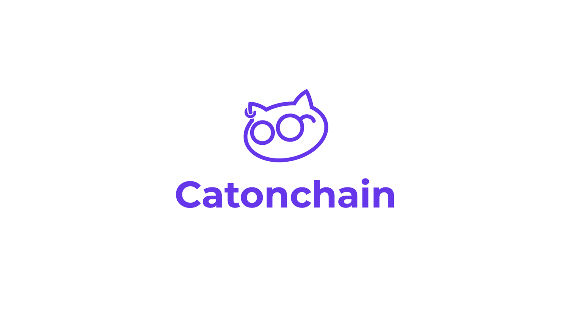 Catonchain logo featuring a stylized cat face with glasses above the text "Catonchain" in purple.