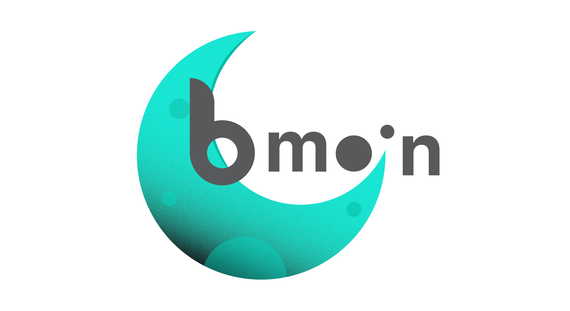 Logo with a stylized moon and the text 'bmo n' in gray font.