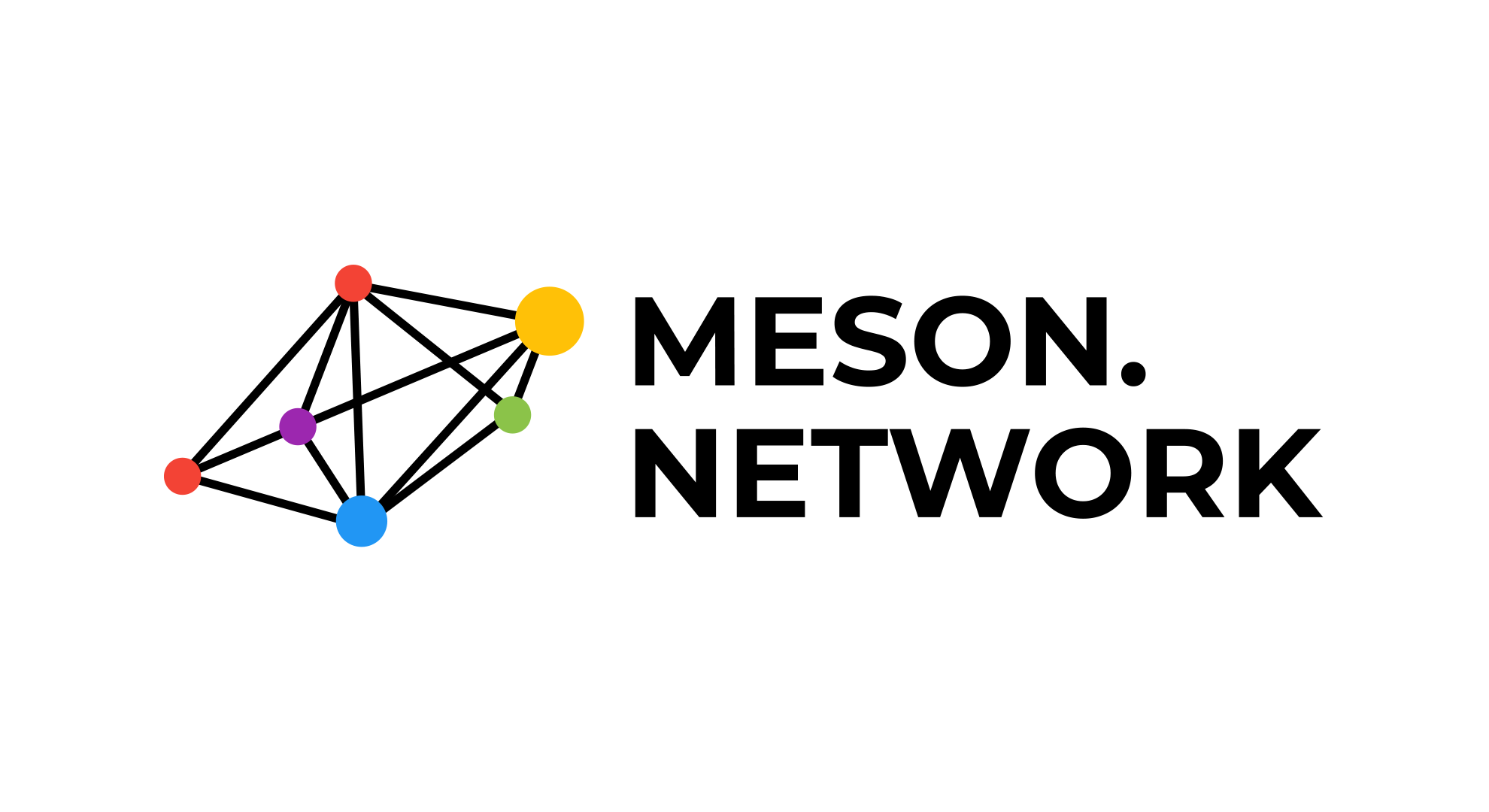 Meson Network logo with connected dots in various colors