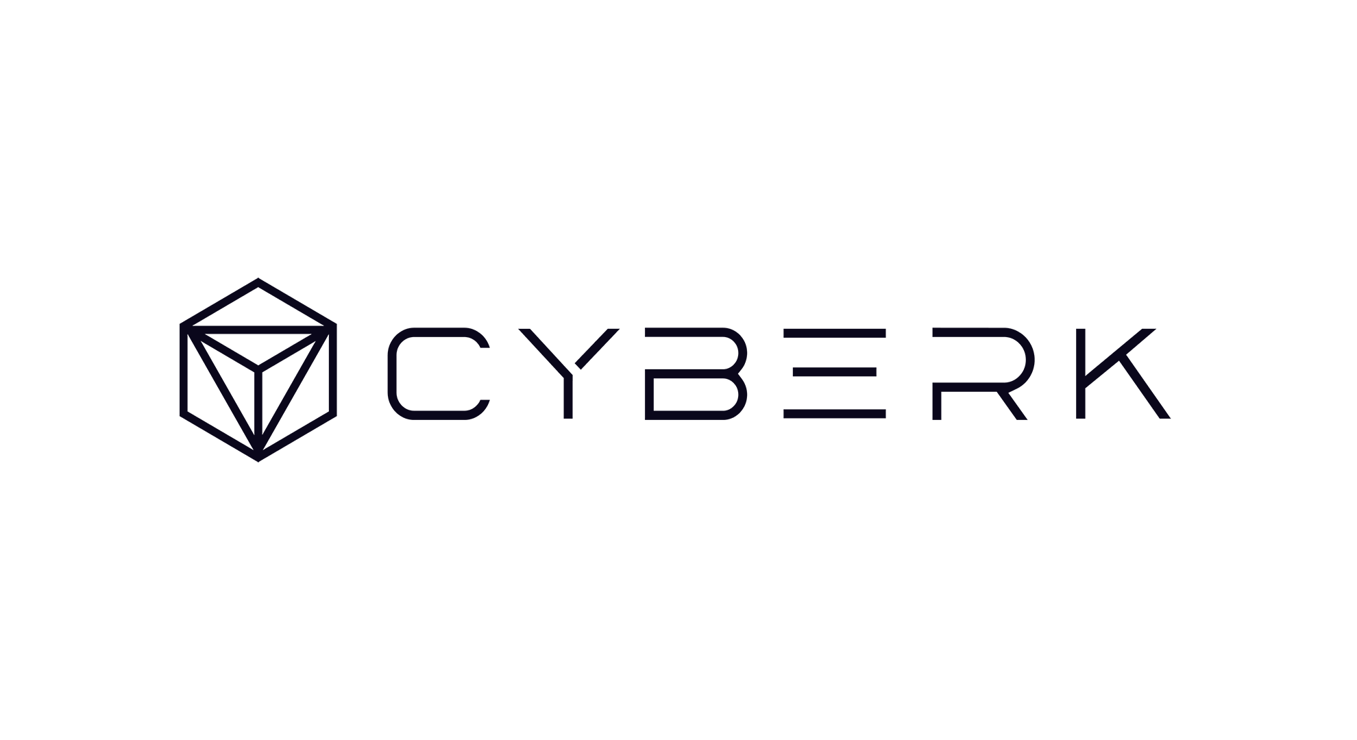 Geometric cube logo with the word 'CYBERK'
