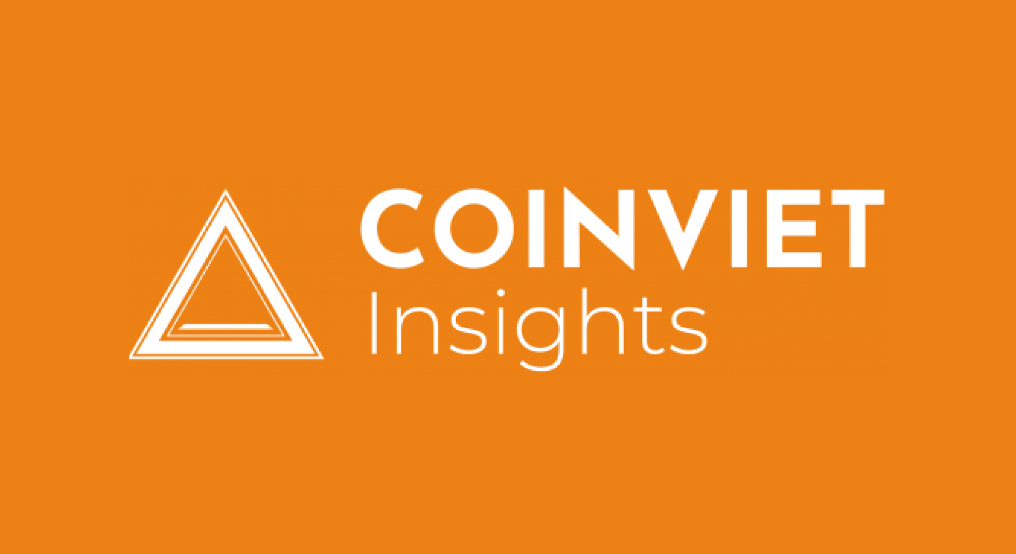Logo with text "COINVIET Insights" and a triangle symbol on an orange background.