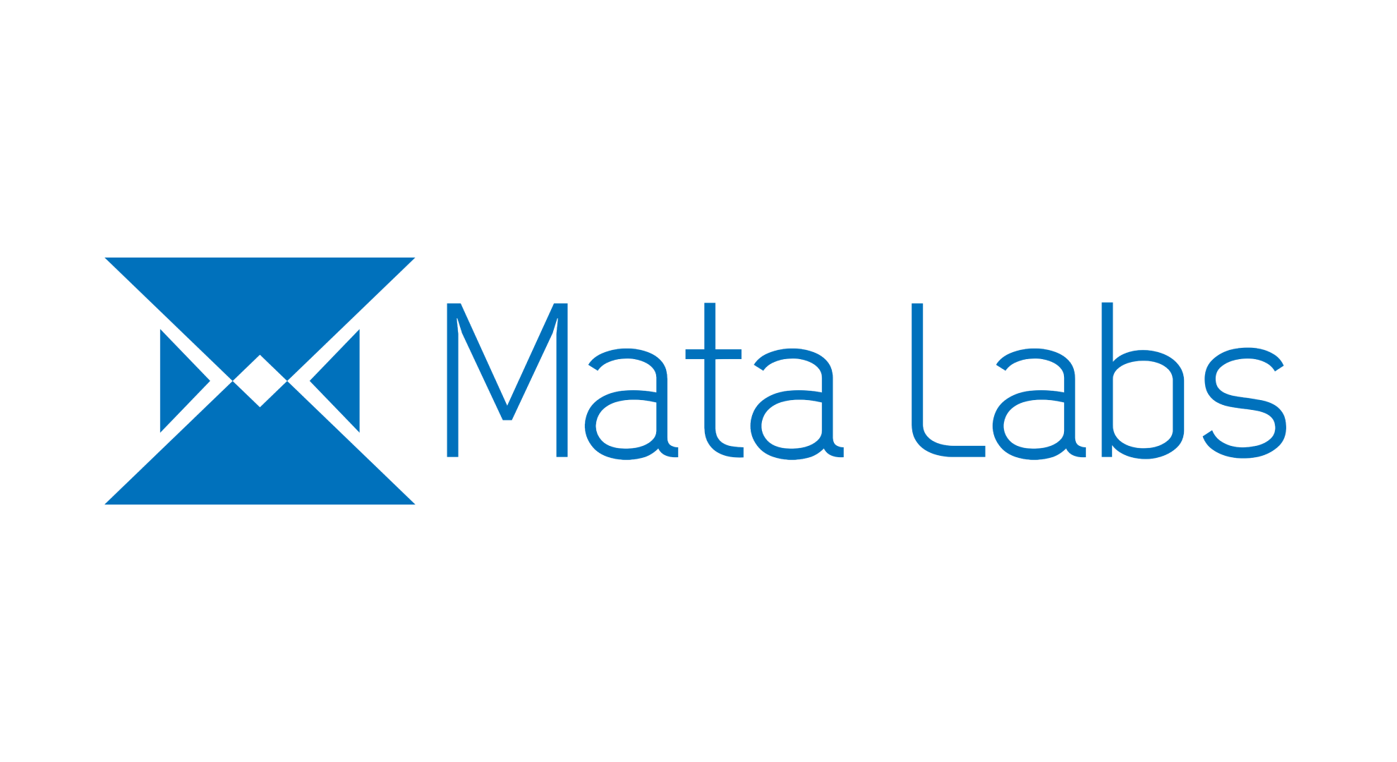 Mata Labs logo with blue geometric design and text on a white background.