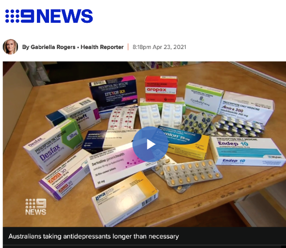 Channel 9 News: Australians taking antidepressants longer than necessary