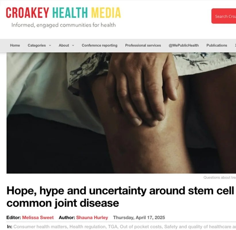Hope, hype and uncertainty around stem cell injections for common joint disease