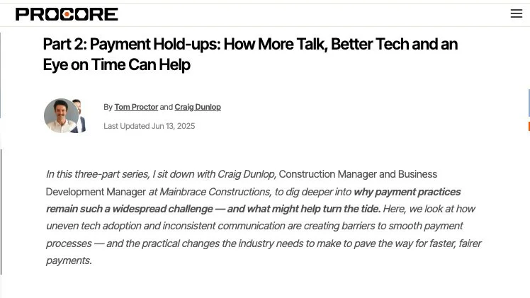 Article with headline: Payment Hold-ups: How More Talk, Better Tech and an Eye on Time Can Help