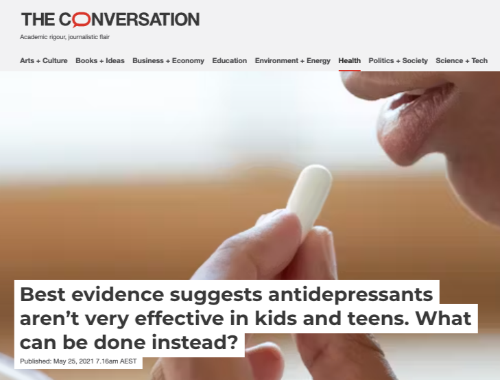 The Conversation: Best evidence suggests antidepressants aren’t very effective in kids and teens. What can be done instead?