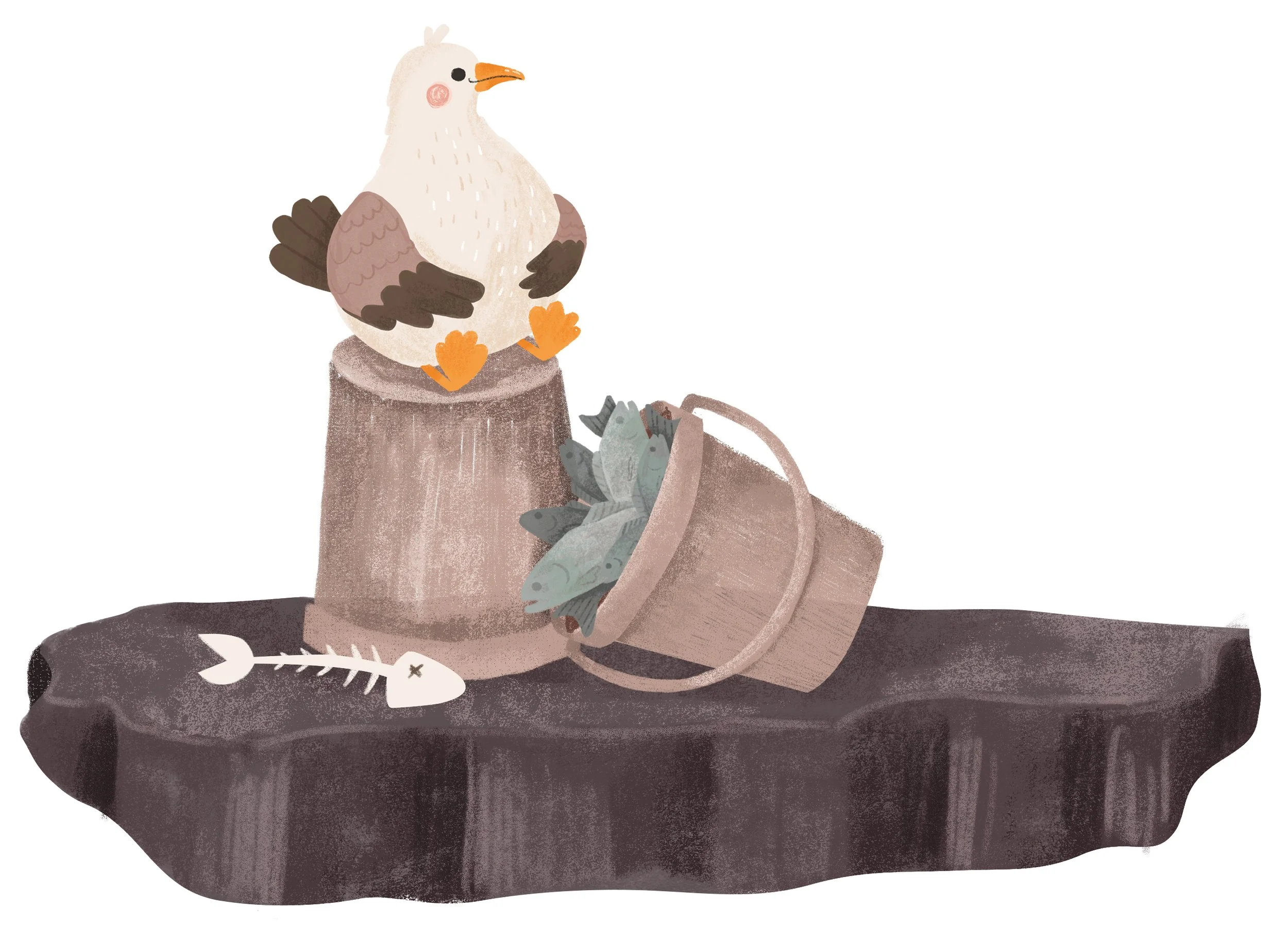 Möwe mit Fisch im Bauch Illu