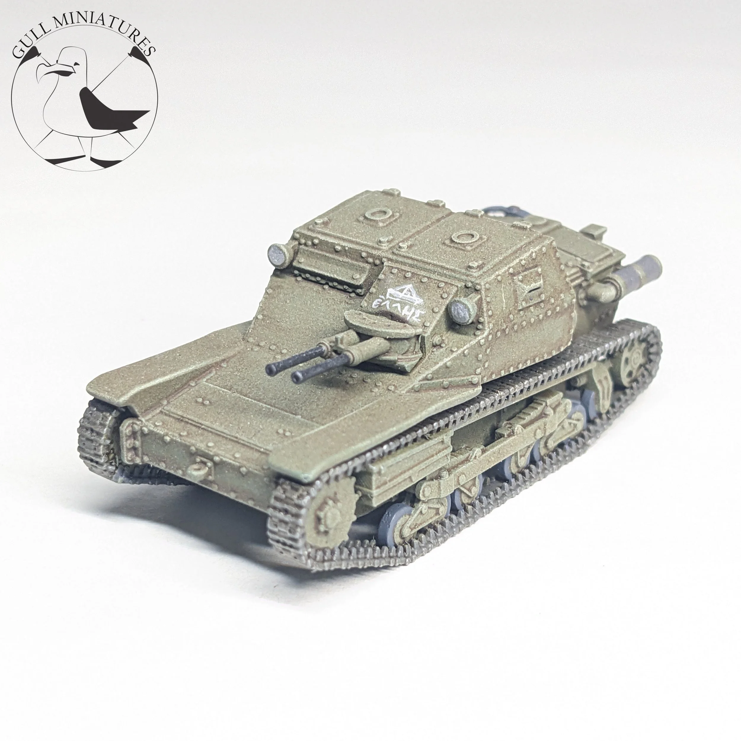 painted model at 1/56 scale of a captured carro l35 pressed into greek service. Includes historical hand painted greek marking on the hull