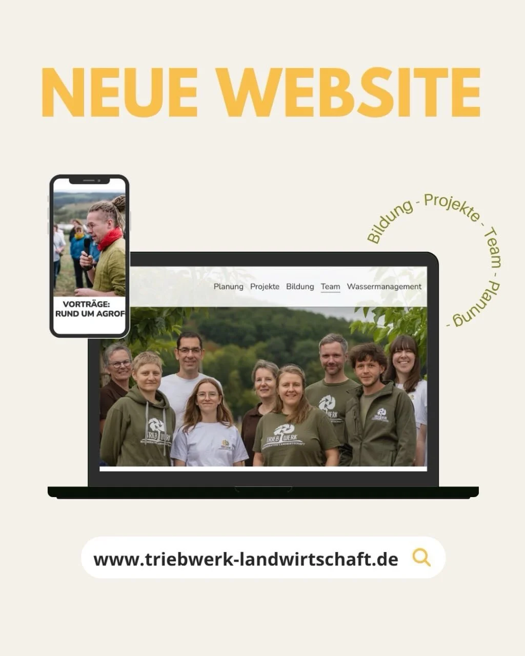 Wir haben ein paar Monate get&uuml;ftelt, umgebaut und jetzt ist es soweit: unsere neue Webseite ist online! 🌱
Mehr &Uuml;bersicht, mehr Klarheit und alles, was TRIEBWERK ausmacht, an einem Ort. 
Ihr findet dort unsere Projekte, unsere Bildungsangeb