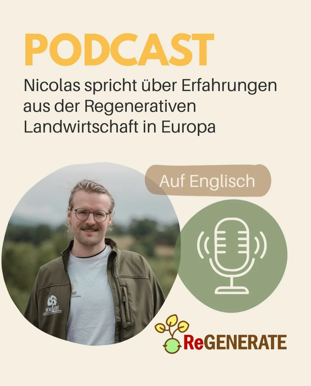 Nicolas war zu Gast im ReGENERATE-Podcast und hat gemeinsam mit Moderator Radim Kužel einige Themen diskutiert, die viele in der Landwirtschaft besch&auml;ftigen:
❓ Welche Auffassungen gibt es von regenerativer Landwirtschaft und wie k&ouml;nnen dies