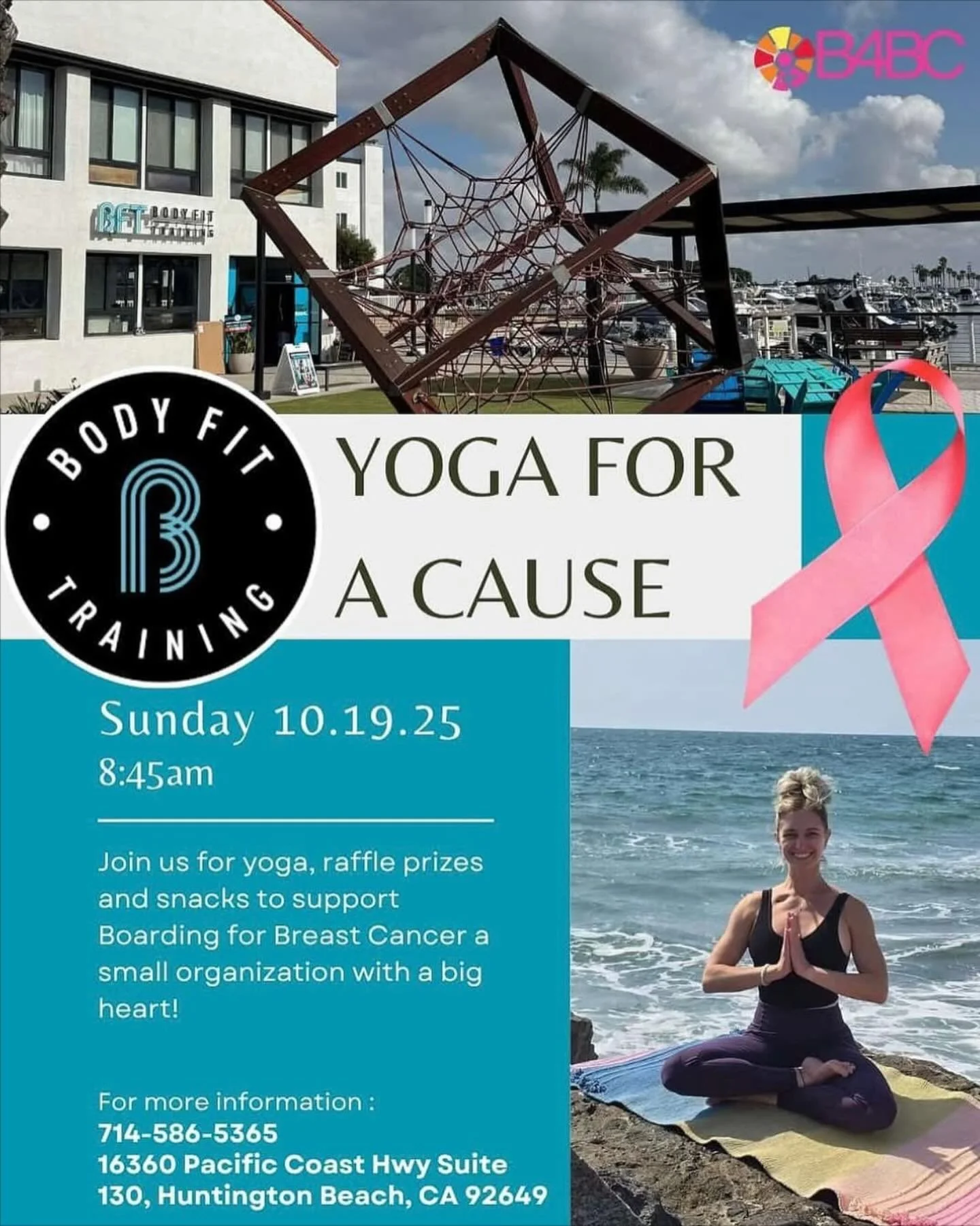 Sunday sunrise vibes π
 Join us for Yoga for a Cause — supporting @b4bc π 8:45AM @bft_huntingtonbeach π§‍βοΈβ¨
Raffle prizes, snacks, and good energy — all for a good cause.