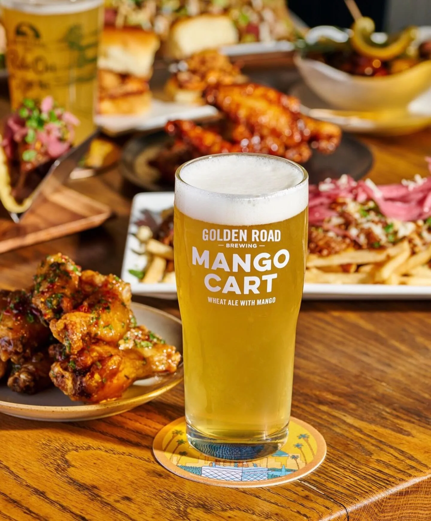 Pre-Thanksgiving taste test starts now 🍺✨ @goldenroadpubhb on deck, Mango Cart pouring cold, wings sizzling, snacks everywhere&hellip; Wednesday&rsquo;s looking real good at Peter&rsquo;s Landing 🌞 Pull up, sip something crisp, and coast into the h