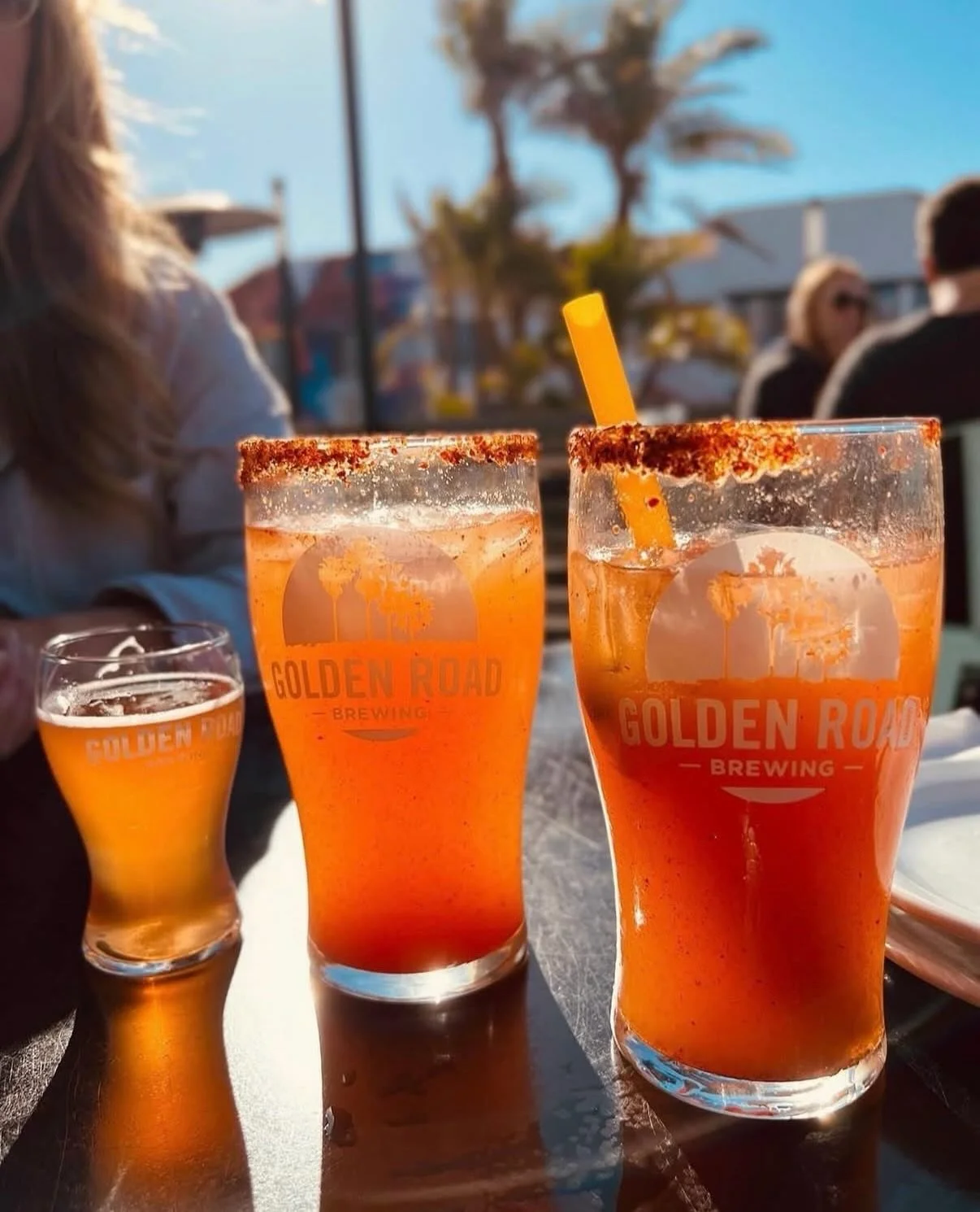 Stay salty. Drink spicy. 🌊🌶️ Catching those harbor views at @goldenroadpubhb