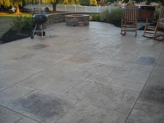 Stamped concrete patio with border by Patrick Breen Masonry and Concrete, South Jersey