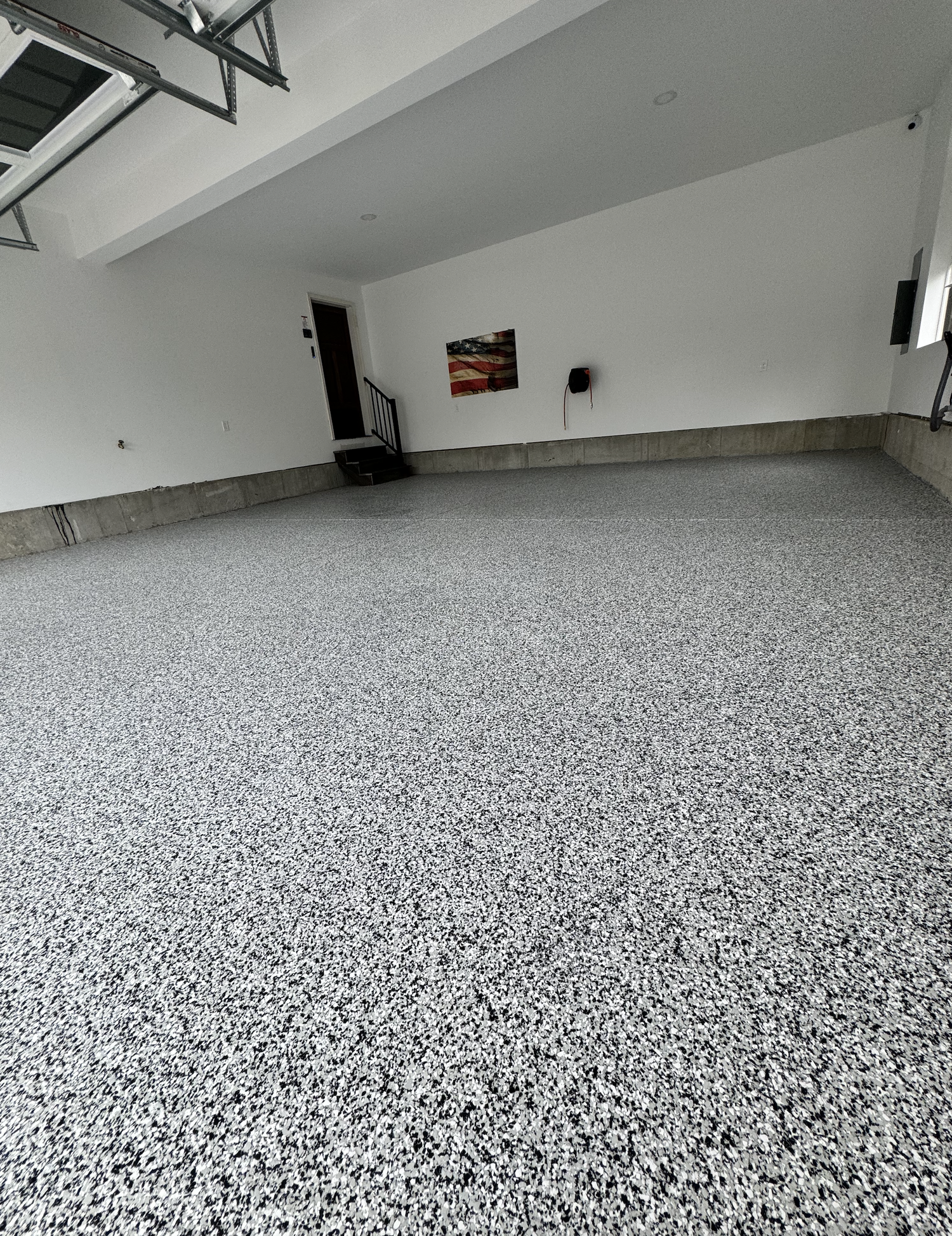 Epoxy flake garage floor coating installed in South Jersey by Patrick Breen Concrete